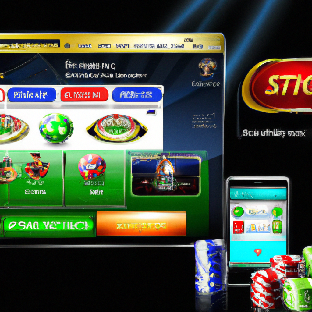 A futuristic online casino interface blended with dynamic sports betting elements.