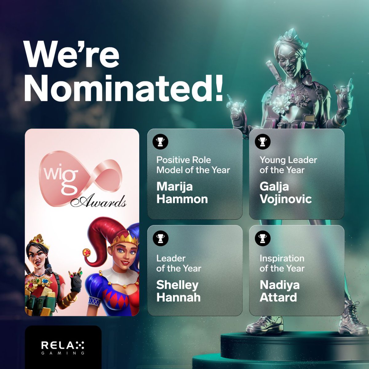 💂🏼‍♂️𝗟𝗢𝗡𝗗𝗢𝗡 𝗖𝗔𝗟𝗟𝗜𝗡𝗚🎡 We're proud to have four inspirational figures recognised at this week's Women in Gaming Diversity Awards.<br><br>🏅 Marija Hammon<br>🏅 Galja Vojinović <br>🏅 Shelley Hannah<br>🏅 Nadiya Attard