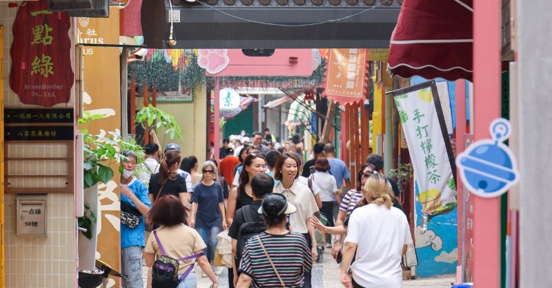 Macau's casino floor bustling with activity.