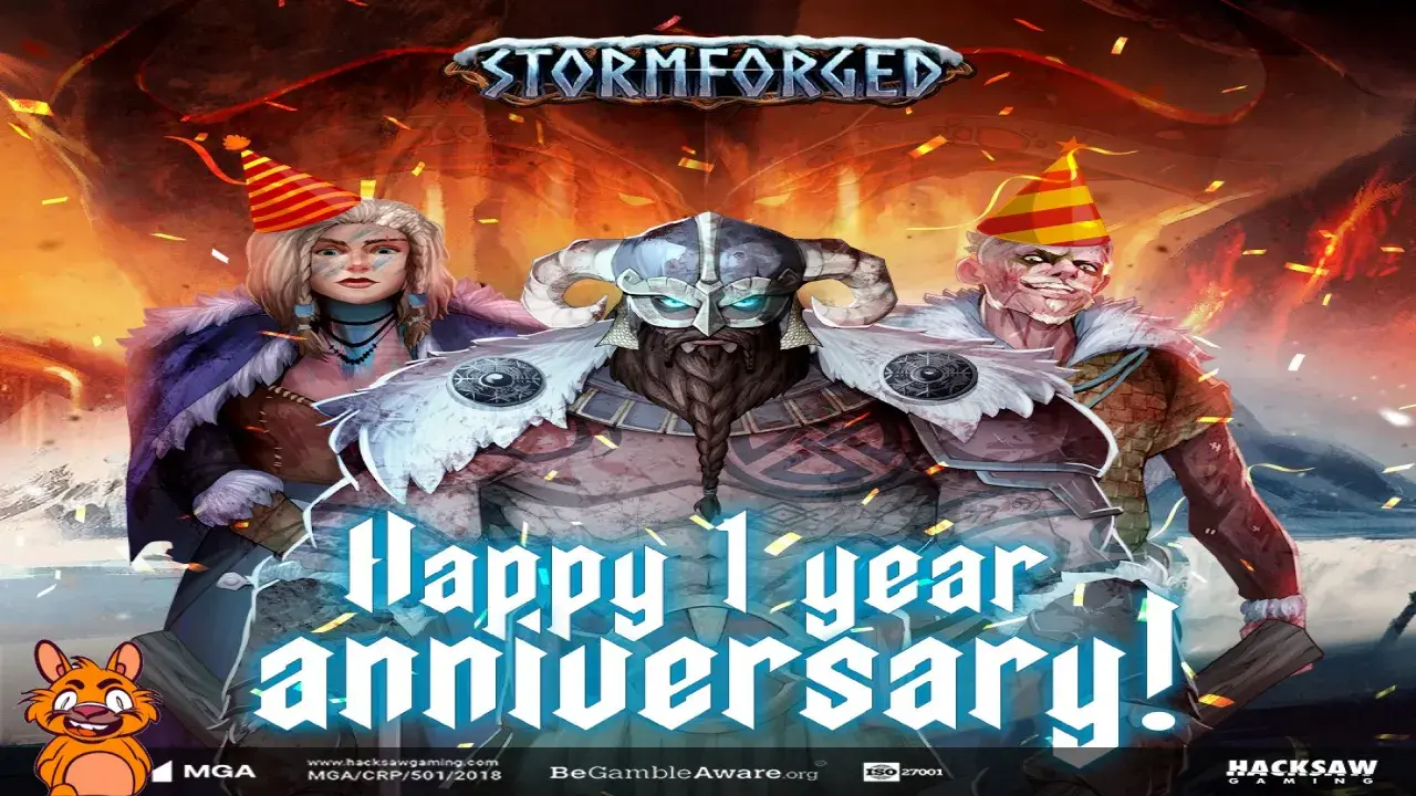 Happy 1 Year Anniversary to Stormforged! leave a 🥳 down below and join us in the celebration!! #HacksawGaming #igaming #slots #Stormforged 🔞 | Please Gamble Responsibly