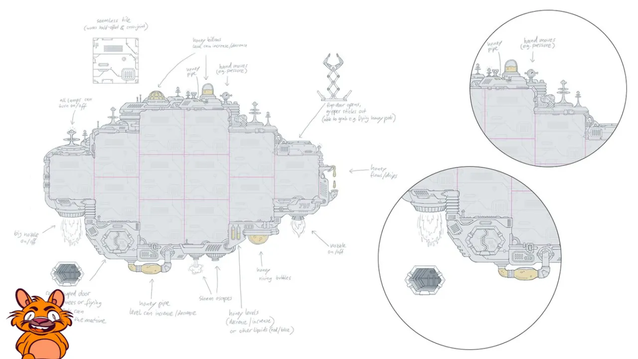 The Evolution of Buzz Thrill 🐝 When we decided to send our bees into outer space we knew we wanted them to have a cool home. See how our artist came up with our reel machine and how we squeezed every last drop of honey…