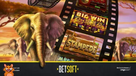 🌄 The savannah calls you back! "Stampede Gold™️" arrives May 30th - the thrilling sequel to "Stampede". 🌄 Join the herd on a new gold-filled adventure! 💰 🐘  🔞  #StampedeGold #SequelExcitement #BetsoftGaming