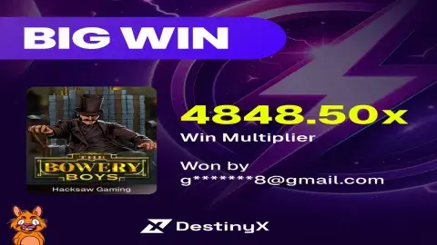 RT @playdestinyx: 🎉 BIG WIN alert! 🎉 Someone scored an incredible 4848.50x multiplier playing The Bowery Boys by @hacksawgaming on Destiny…