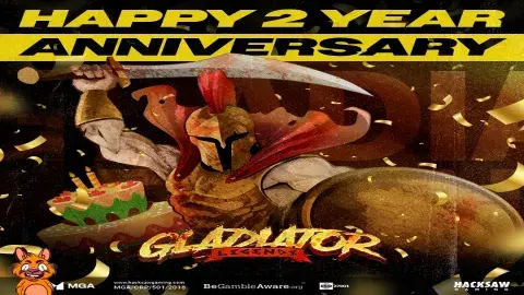 Happy 2nd Anniversary to Gladiator Legends! Drop a ⚔️ down below and join the celebration! #HacksawGaming #igaming #slots #GladiatorLegends 🔞 | Please Gamble Responsibly