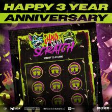 Happy 3rd Anniversary to the Chaos Crew Scratchcard! Seeing the evolution from this game to Chaos Crew II really is something. Join us in celebrating, leave a 🥳 down below! #HacksawGaming 🔞 | Please Gamble Responsibly